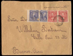 PARAGUAY. 1893(Aug). Sc. 37º(2), 35º(2). Asuncion To Argentina (Aug.14). Envelope Franked 2c Carmin  And 10c Blue Horizo - Paraguay