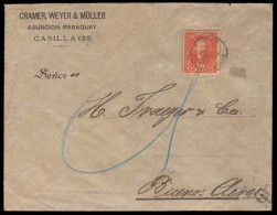 PARAGUAY. 1897(March). Sc.40º. Asuncion To Buenos Aires/Argentina (21 March). Envelope Franked Single 20c.and Tied "Etiq - Paraguay