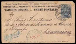 PARAGUAY. 1891 (20 July). San Bernardino To Asuncion. 3c Blue Stationary Card. VF Early Scarce Internal Usage. - Paraguay