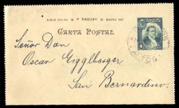 PARAGUAY. C. 1904. Los Palos To San Bernardino. 4c Green Stationary Card. Fine Usage. - Paraguay