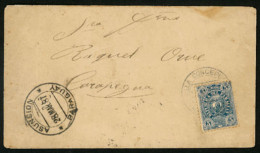 PARAGUAY. 1887. Villa Concepcion To Carapegua. Envelope Franked By1884 5c Blue Seal Of Treasury (Sc.22), Cancelled Villa - Paraguay