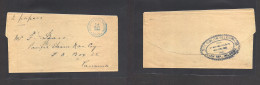 PANAMA. 1892 (14 May) APN Colon - Panama. The Colon Telegram Free Mail Complete Wrapper Blue Cds, Reverse Comercial Cach - Panamá