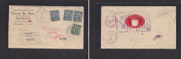 PANAMA. 1930 (14 Aug) GPO - USA, NY, Brooklyn (22 Aug) Registered Multifkd Printed Env At 16c Rate. Chinese Business. VF - Panamá