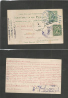 PANAMA. 1926 (5 Jan) Alto Lino, Chiriqui, Germany, Solingen. Superb Billage Origin. 0,01 B Green Stat Card + Adtl Tied D - Panama