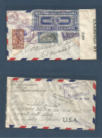 PANAMA. 1942 (11 July) Panama - USA, LA, Ca. Registered Reverse Multifkd Envelope, Censored + Official Seal. VF. - Panama