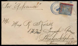 PANAMA. 1900 (1 Feb). Panama - USA. Fkd Env "per Advance" / Arrival Ovptd Issue. - Panama