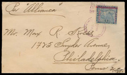 PANAMA. 1900 (24 Oct). Panama - USA. Fkd Env "per Allianca". Ovptd Issue. VF. - Panama