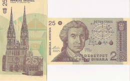 Croatia P19a, 25 Dinar, Geometric Calculations / Zagreb Cathedral 1991 UNC - Croazia