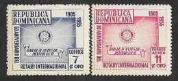 SE)1955 DOMINICAN REPUBLIC, 50TH ANNIVERSARY OF ROTARY INTERNATIONAL, 2 STAMPS MNH - Dominicaanse Republiek