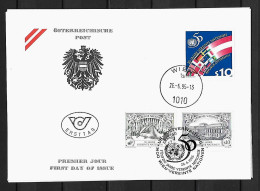 1995 Joint/Gemeinschaftsausgabe Austria And UN Vienna, MIXED FDC WITH BOTH STAMPS: UN 50 Years - Emissions Communes