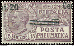 Posta Pneumatica Cent. 20 Su 15 Soprastampa Obliqua Fortemente Spostata In Alto A Sinistra - Mint/hinged