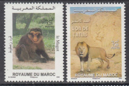 2006 Morocco Fauna Monkeys Lions Complete Set Of 2 MNH - Morocco (1956-...)