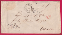 LETTRE DE BRAUNAU AUTRICHE AUSTRIA POUR ODESSA UKRAINE TAXE 20 EN ROUGE LETTRE - ...-1850 Vorphilatelie