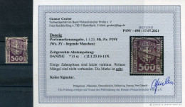 Danzig PORTO 19Y Echt Gest. BPP Befund 400EUR (18164 - Postage Due