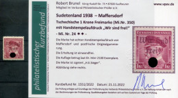 Sudetenland MAFFERSDORF 24 LUXUS ** MNH POSTFRISCH+gepr. BEFUND 90EUR (79221 - Sudetenland