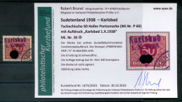 Sudetenland KARLSBAD 35 Mit EST Gest.+gepr. BEFUND 250EUR (T7996 - Sudetes