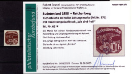 Sudetenland MAFFERSDORF 62 Tadellos * MH+gepr. BEFUND 250EUR (T7548 - Région Des Sudètes