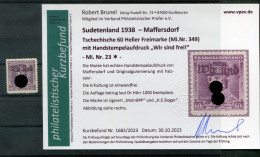 Sudetenland MAFFERSDORF 23 Tadellos * MH+gepr. BEFUND 240EUR (T7989 - Sudetenland