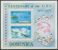 Dominica 1974 UPU Postschiff Flugzeug Block 28 Postfrisch (C93952) - Dominica (1978-...)