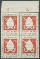 Bund 1954 1200 Todestag Des Hl. Bonifatius 199 4er-Block Oberrand Postfrisch - Neufs