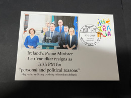 22-3-2024 (3 Y 42) Ireland Prime Miniter Leo Varadkar Resigns After 7 Years In Office - Lettres & Documents