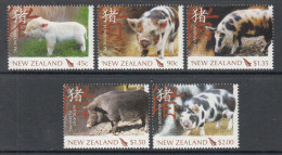 2007 New Zealand Year Of The Pig Complete Set Of 5 MNH @ BELOW FACE VALUE - Ongebruikt