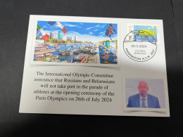 22-3-2024 (3 Y 42) Paris Olympic Games 2024 - Russia & Belarus Athlets Ban From The Opening Ceremony By IOC - Verano 2024 : París