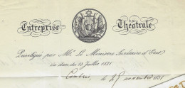 Monarchie De Juillet THEATRE TROUPES THEATRALES CULTURE 1831 ENTREPRISE THEATRALE  Cambrai Sign. Correge  V HISTORIQUE - Documents Historiques