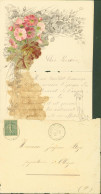 Superbe Papier à Lettre Illustré + Collage Fleurs CAD St Cyprien Pyrénées Orientales 1905 - Ohne Zuordnung