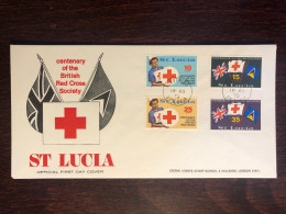 ST LUCIA  FDC COVER 1970 YEAR RED CROSS HEALTH MEDICINE STAMPS - Ste Lucie (...-1978)