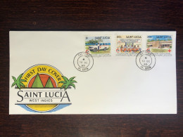 ST LUCIA  FDC COVER 1989 YEAR RED CROSS HEALTH MEDICINE STAMPS - St.Lucia (1979-...)