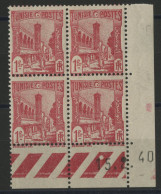 N° 212 Bloc De Quatre Neuf ** (MNH) 1 Fr Rose Carminé + Coin Daté Du15/2/40 TB - Unused Stamps