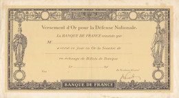 Versement D'or Pour La Défense Nationale VIERGE De 191? - Notgeld