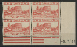 N° 282 Bloc De Quatre Neuf ** (MNH) 2,40 Fr Rouge + Coin Daté Du 9/7/45 TB - Unused Stamps