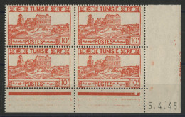 N° 291 Bloc De Quatre Neuf ** (MNH) 10 Fr Rouge-orange + Coin Daté Du 5/4/45 TB - Unused Stamps