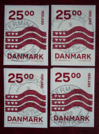 Dänemark 4 X 25 Kr. Marke Wellen- Und Herz-Design 2024 Gestempelt / Used - Oblitérés