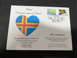 22-3-2024 (3 Y 44) COVID-19 4th Anniversary - Aland (Finland) - 22 March 2024 (with Aland Flag Stamp) - Disease