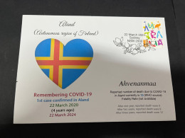22-3-2024 (3 Y 44) COVID-19 4th Anniversary - Aland (Finland) - 22 March 2024 (with OZ Stamp) - Disease