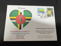 22-3-2024 (3 Y 44) COVID-19 4th Anniversary - Dominica - 22 March 2024 (with Dominica COVID Vaccine Stamp) - Disease