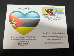 22-3-2024 (3 Y 44) COVID-19 4th Anniversary - Mozambique - 22 March 2024 (with Mozambique UN Flag Stamp) - Maladies