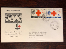 ST VINCENT FDC COVER 1963 YEAR RED CROSS HEALTH MEDICINE STAMPS - St.Vincent (...-1979)