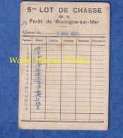 Carte Ancienne De Chasse - Forêt De BOULOGNE Sur MER - 8 Novembre 1953 - Chasseur - Réglement - Tir - Gibier - Ohne Zuordnung