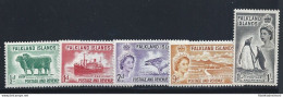 1955-57 FALKLAND ISLANDS - SG 187/192 5 Valori  MNH** - Autres & Non Classés