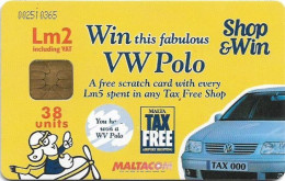 Malta - Maltacom - Malta Tax Free, VW Polo, 07.2001, 38Units, 30.000ex, Used - Malte