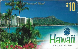 USA - Qwest Comm. - Hawaii, Waikiki Beach, Diamond Head, Magnetic Remote Mem. 10$, Used - Otros & Sin Clasificación