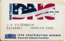 USA - DNC Democratic National Committee 150th Anniv., 1998, Membership Card - Altri & Non Classificati