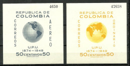 COLOMBIA 1949 S/S Michel Block 4 - 5 MNH/MH (stamps Are MNH/**, Blocks Are MH/*) UPU Weltpostverein - UPU (Union Postale Universelle)