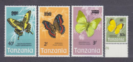1975 Tanzania 50-53 Overprint # 42,45-46,49 45,00 € - Butterflies