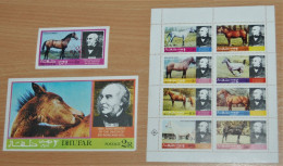 DHUFAR 1979, Horses, Animals, Fauna, Miniature Sheet, 2x Souvenir Sheets, MNH** - Horses