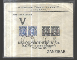 ZANZIBAR FDC LETTRE POUR COMMEMORATIVE DE LA 2ème GUERRE MONDIALE - Zanzibar (...-1963)